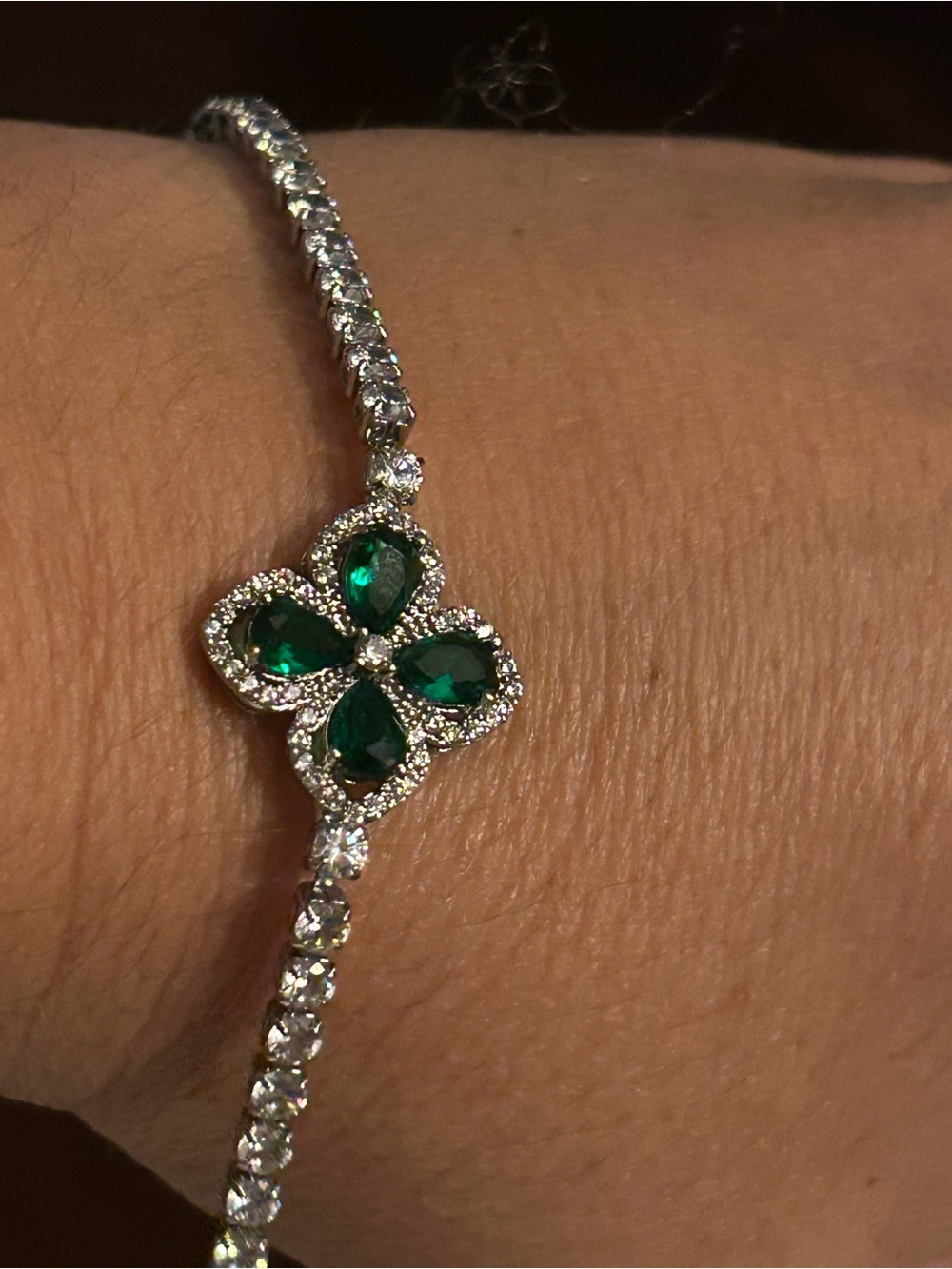 Emerald Clover Tennis Bracelet - Women Jewelry